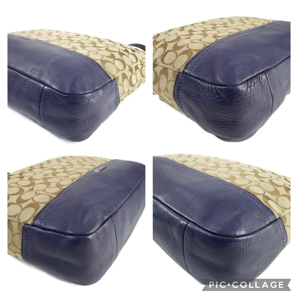 Coach F23279 Signature Park Khaki Indigo Hobo Shoulder Bag Convertible - Picture 13 of 16